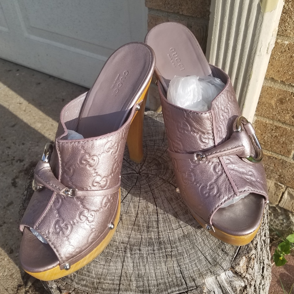 Gucci Horsebit Wooden Platform Pumps